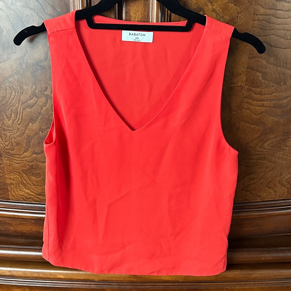 Babaton Bright Red V-Neck Tank Top